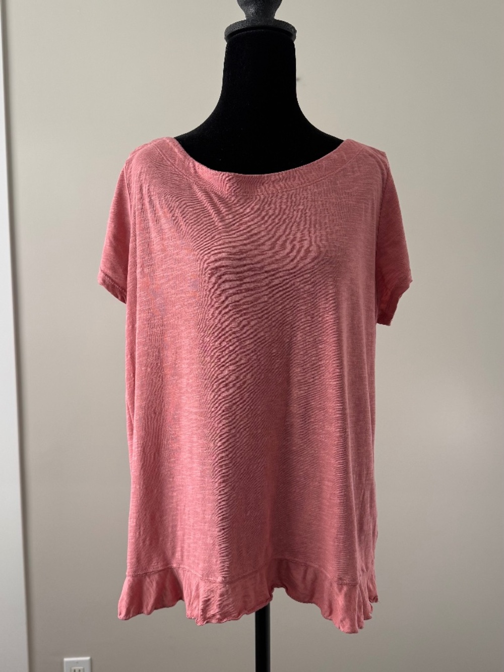 Susina Pink Coral Ruffle Hem Cotton Modal Top Size L
